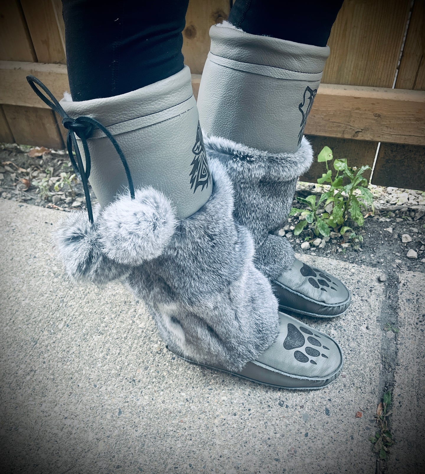 Ready to ship grey Mukluks size 7