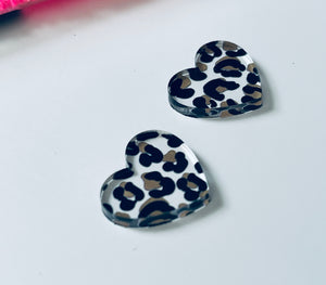 Leopard Heart Earring centres 2 sets