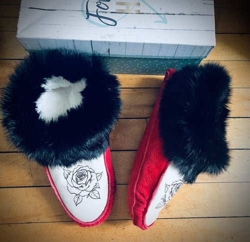 Ready to ship red Moccasins size 8