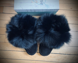 Custom made fox fur moccasins