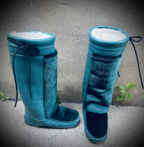 Turquoise Seal skin Mukluks