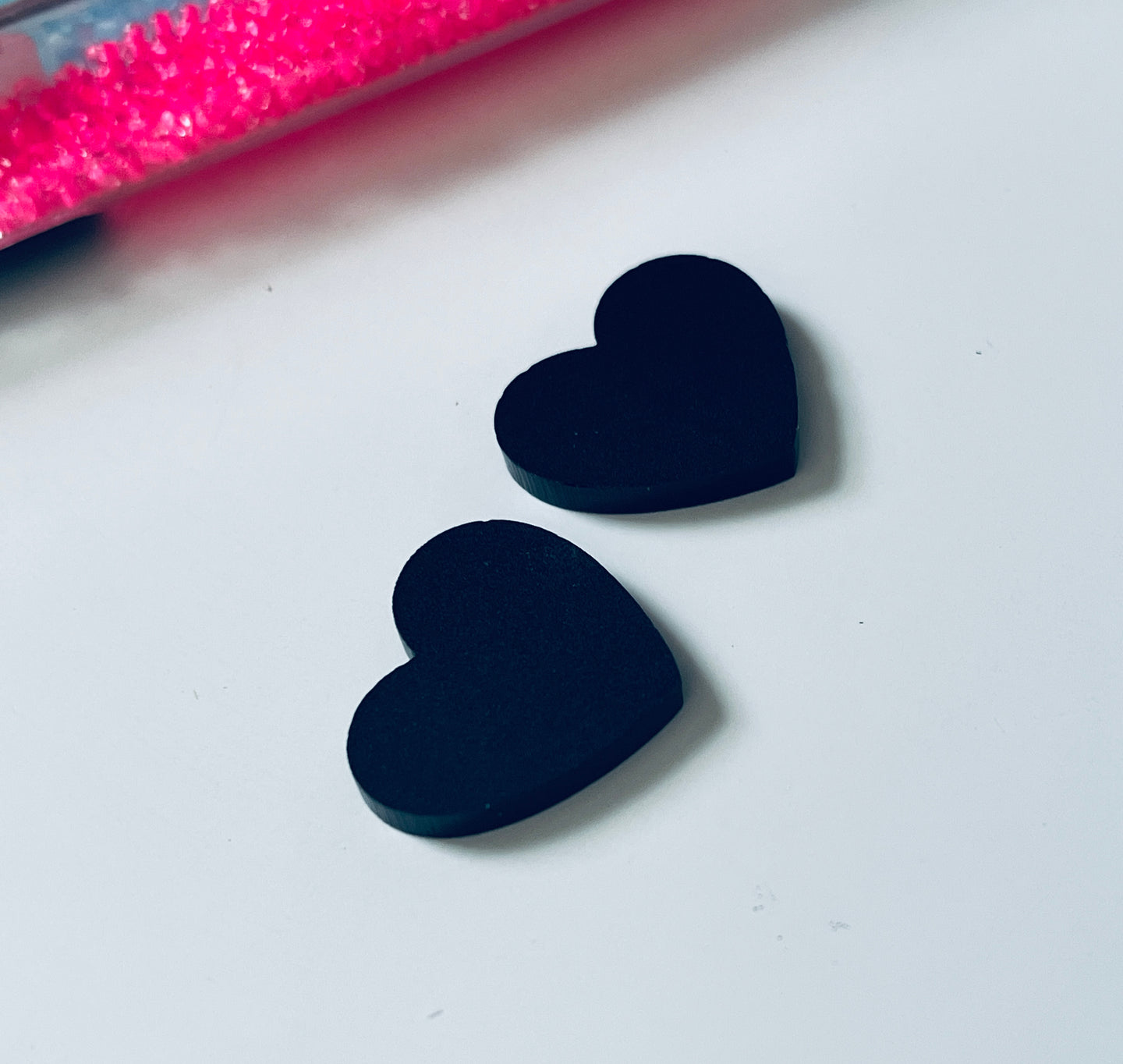 Black Matte Heart Earring centres 2 sets