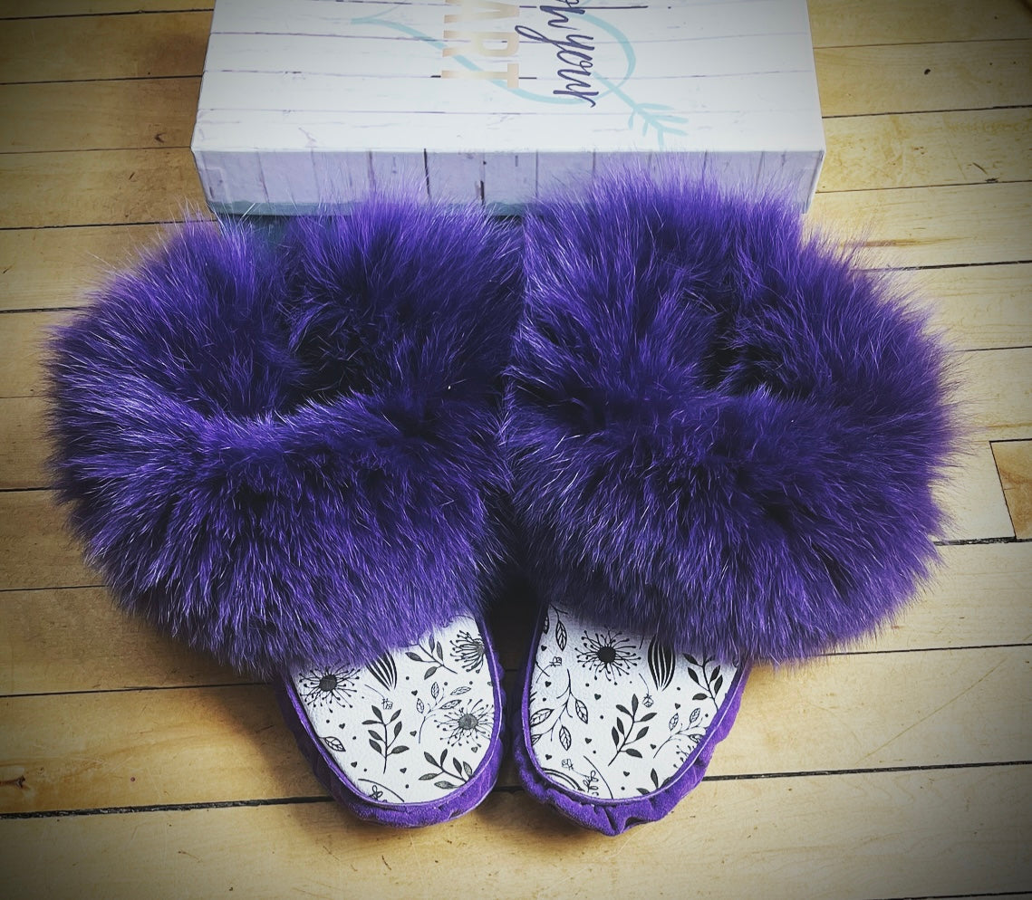 Custom made fox fur moccasins