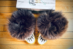 Custom made fox fur moccasins