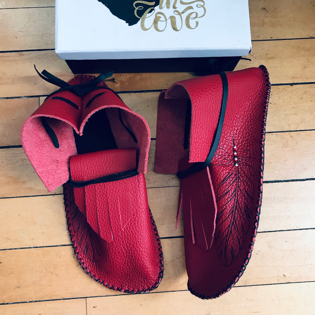 Ready to ship size 9 Red Summer Moccasins